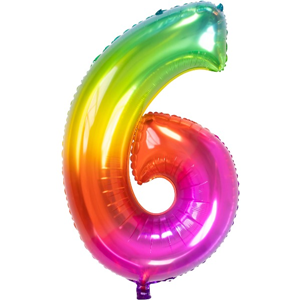 Folieballon Yummy Gummy Rainbow Cijfer 6 - 86 cm
